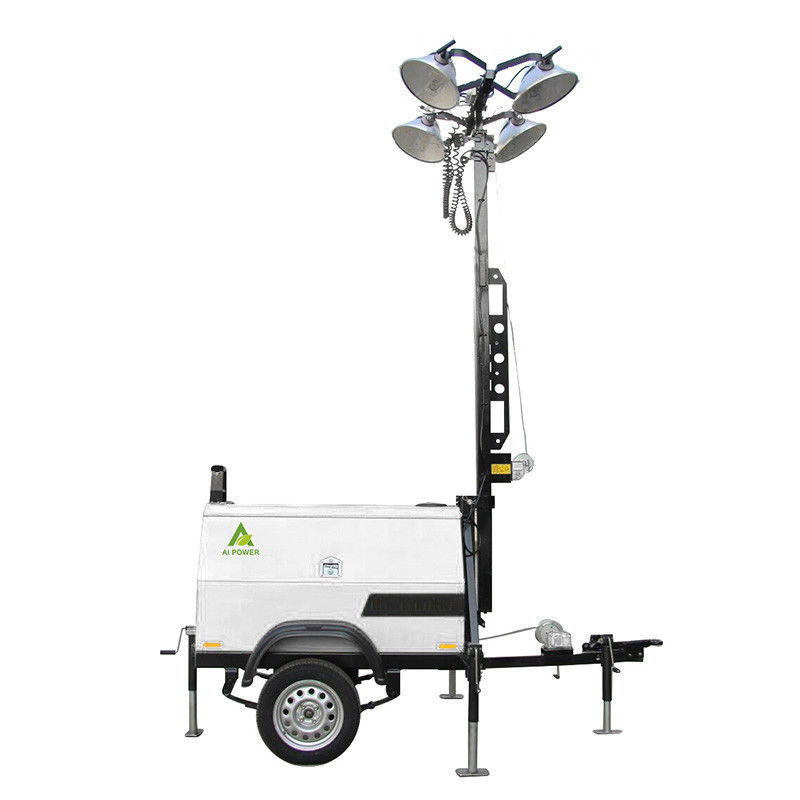 240V 4X 200W Doosan Portable Led Light Tower 5m AC Diesel Generator